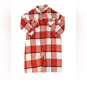 Orange, White and Black Plaid Duster Jacket